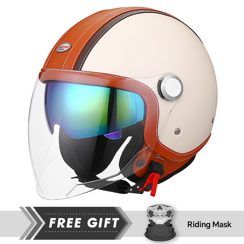 Motorcycle Gear Store - 화이트 오렌지 오리지널 오픈 페이스 오토바이