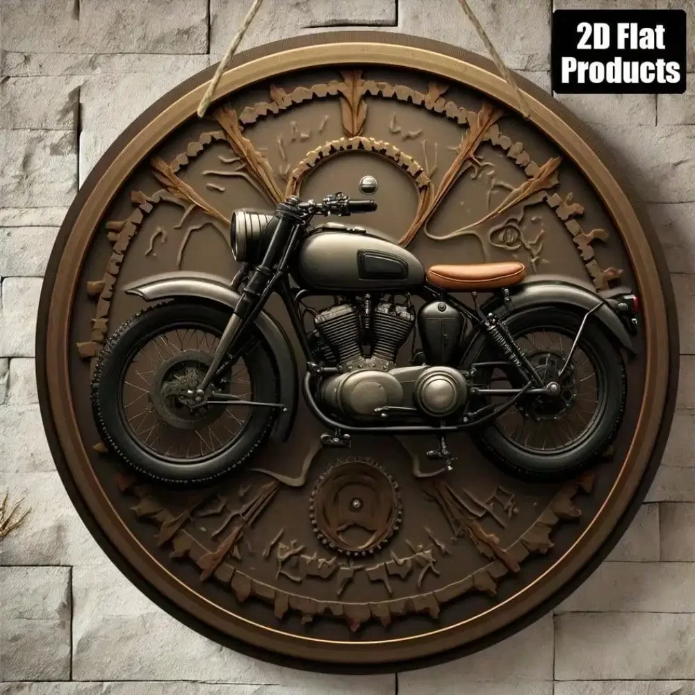 Motorcycle Gear Europe - 빈티지 스팀펑크 벽 장식, 8x8인치 원형