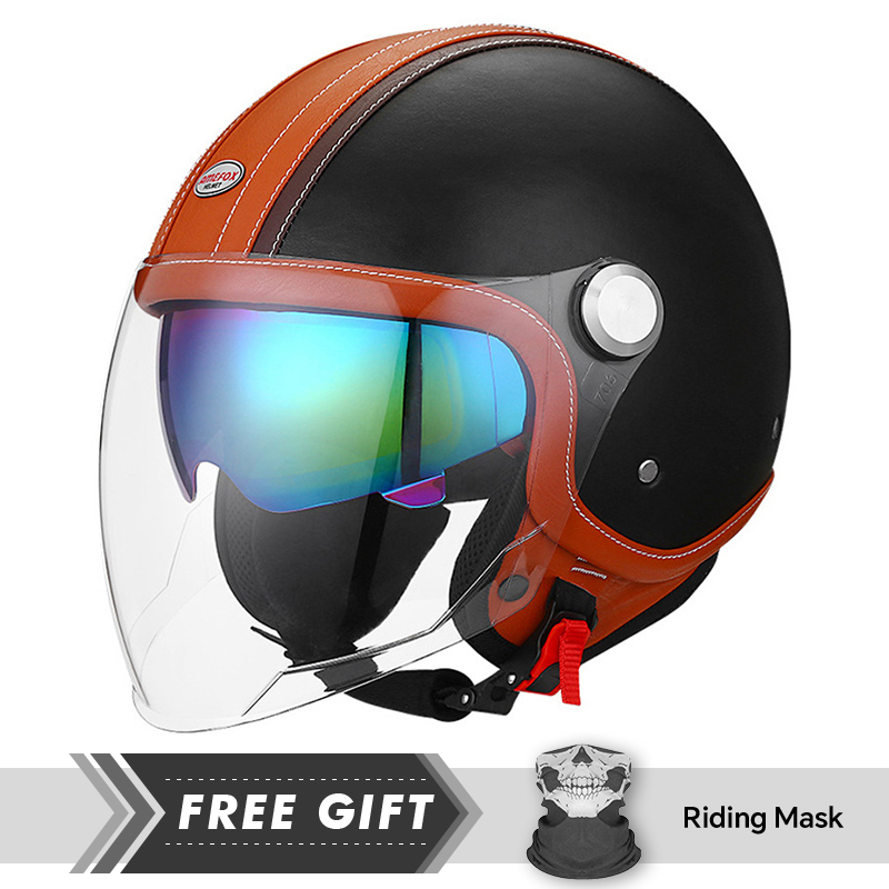 화이트 오렌지 오리지널 오픈 페이스 오토바이 헬멧 더블 - Motorcycle Gear Store 리뷰 및 가격