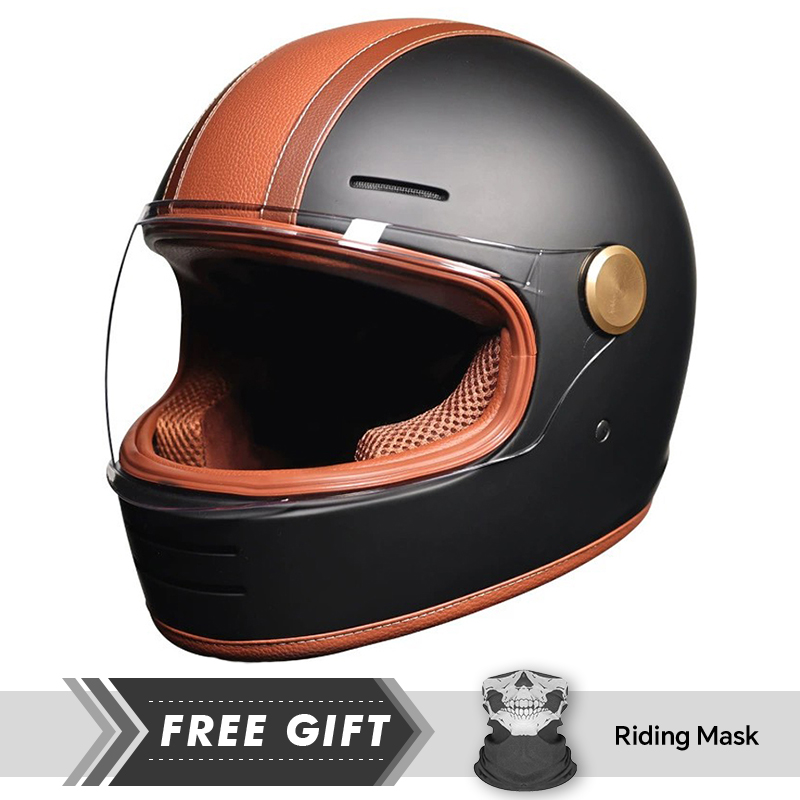 DOT 승인 레트로 가죽 풀페이스 오토바이 헬멧 (투명 - Motorcycle Gear Store 리뷰 및 가격