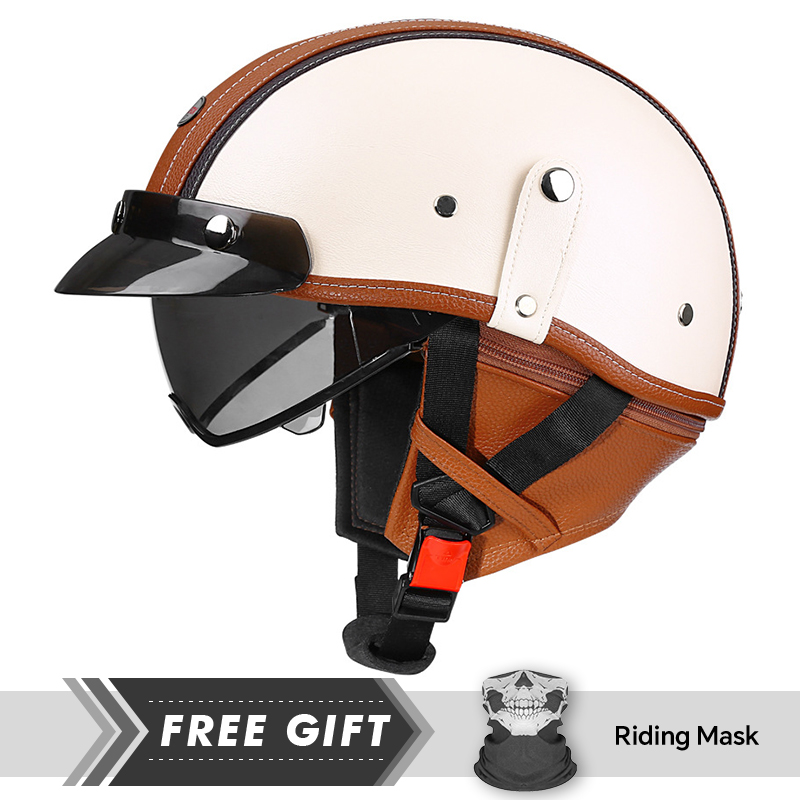 남성용 레트로 오토바이 하프 헬멧 블랙 가죽 오픈 하프 - Motorcycle Gear Store 리뷰 및 가격