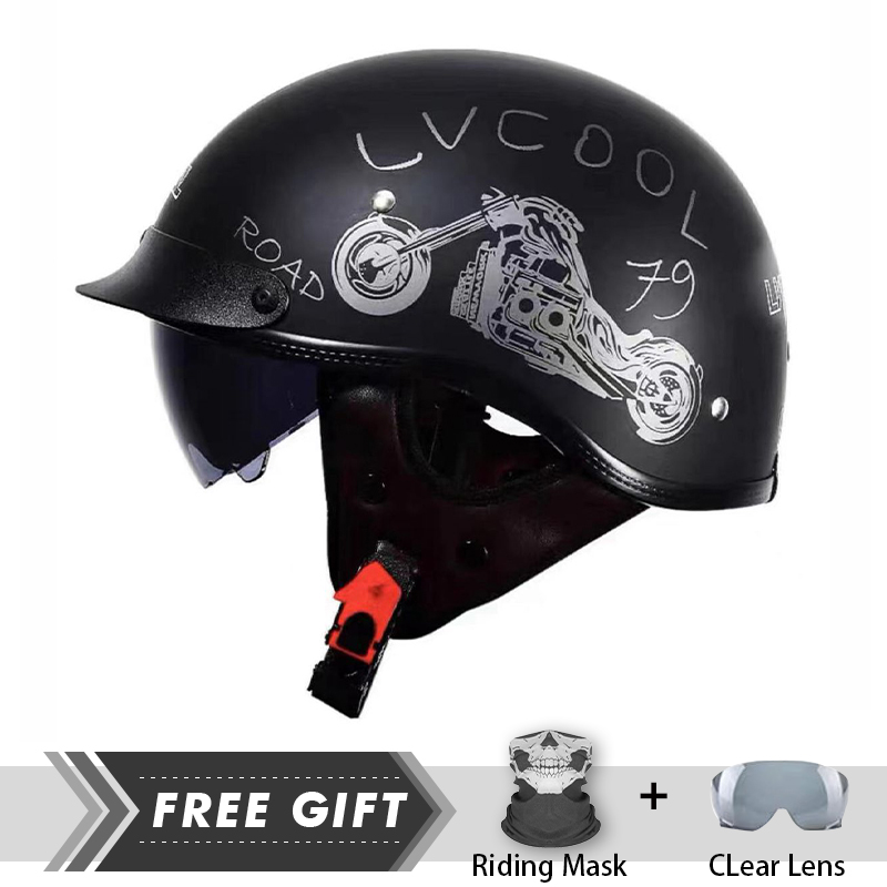 남성 여성 하프 페이스 헬멧, ABS 쉘 경량 오토바이 - Motorcycle Gear Store 리뷰 및 가격